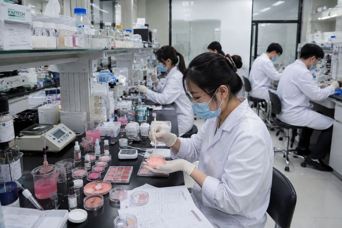 Phòng R&D thử nghiệm mẫu má hồng